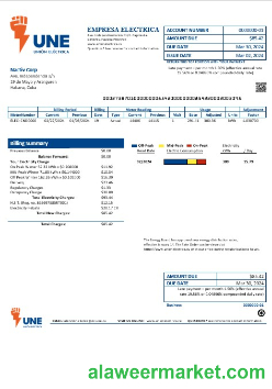 Cuba Empresa Electrica business utility bill template in Word and pdf formats